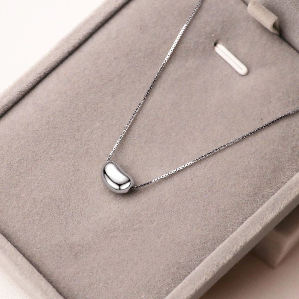 *NEW 925 Sterling Silver Simple Bean Necklace - Picture 3 of 8
